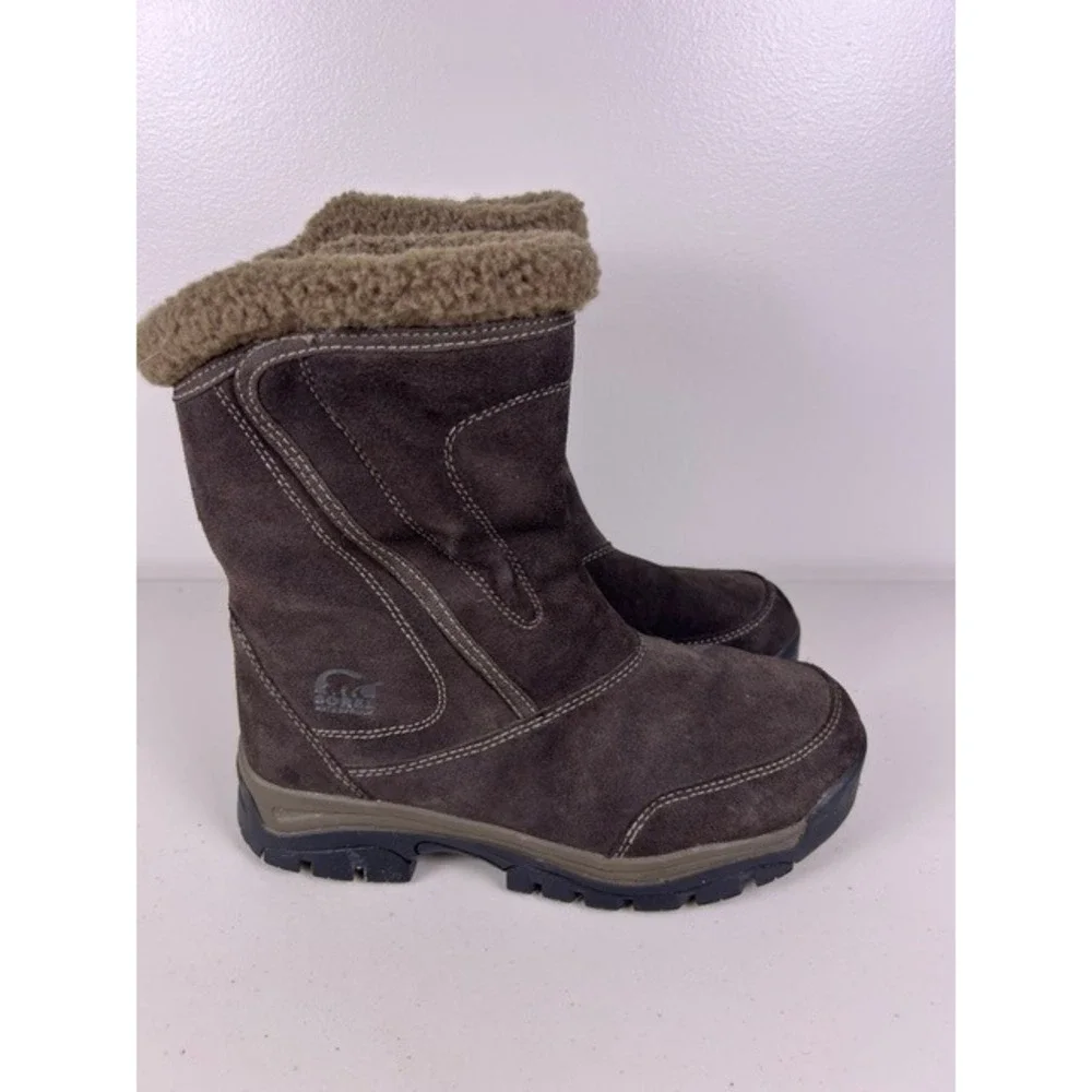 Sorel Waterfall Brown Suede Thinsulate Insulated Winter Snow Boots Size 8